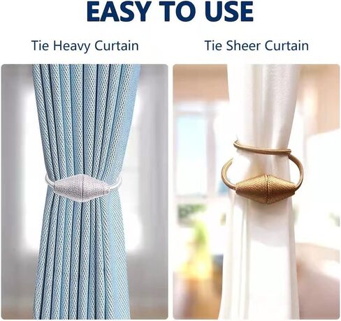 Strong Magnetic Curtain Tiebacks with Upgrade Larger Magnet,2Pack Upgrade Magnet Modern Curtain Holdbacks Decorative Tie Backs for Drapery Window Treatment Decor (Black) in Saudi Arabia