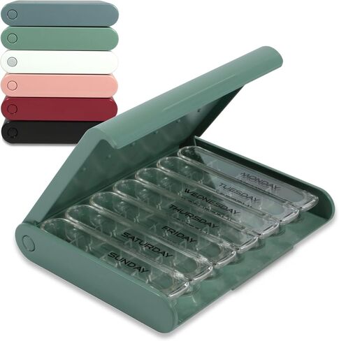 24/7 MEDICASE Danish Design Pill Box for 7 Days - Small Size Day Dispensers with 4 Compartments. Discreet and Stylish Pill Box in Scandinavian Trend Colors (Dark Blue) in Saudi Arabia