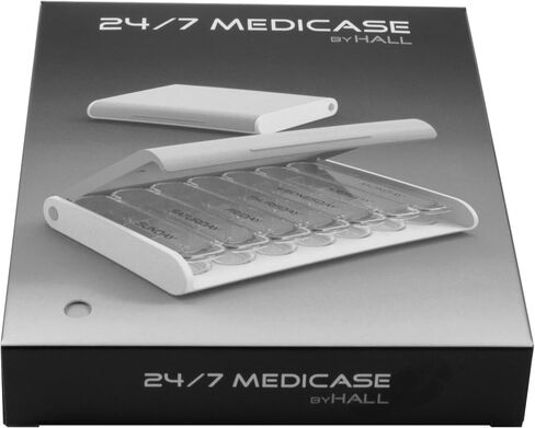 24/7 MEDICASE Danish Design Pill Box for 7 Days - Small Size Day Dispensers with 4 Compartments. Discreet and Stylish Pill Box in Scandinavian Trend Colors (Dark Blue) in Saudi Arabia