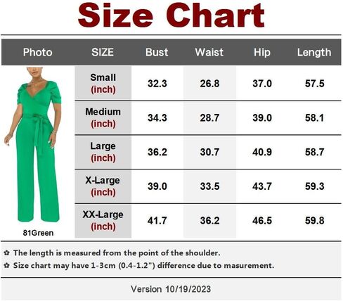 Green Formal Jumpsuits for Women Dressy V Neck Long Rompers Clubwear Casual Puff Short Sleeves Wide Leg Pants with Belt in Saudi Arabia