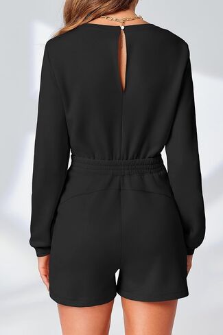 Tongmingyun Womens Romper Dressy Casual Short Jumpsuit Summer One Piece Outfits with Pockets in Saudi Arabia