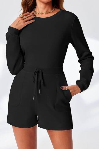 Tongmingyun Womens Romper Dressy Casual Short Jumpsuit Summer One Piece Outfits with Pockets in Saudi Arabia