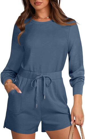Tongmingyun Womens Romper Dressy Casual Short Jumpsuit Summer One Piece Outfits with Pockets in Saudi Arabia