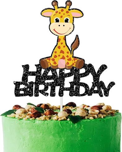 غلاف كعكة عيد ميلاد سعيد على شكل زرافة، مستلزمات كعكة عيد ميلاد/استحمام الطفل لحيوانات الغابة السفاري - زينة عيد ميلاد زرافة متعددة الألوان - لوازم حفلات أعياد الميلاد للأطفال والبنات اللطيفة in Saudi Arabia