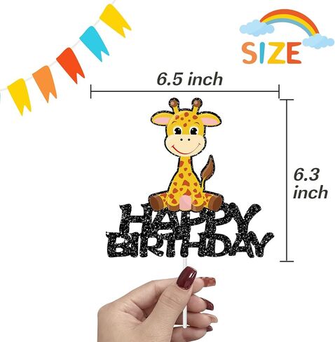 غلاف كعكة عيد ميلاد سعيد على شكل زرافة، مستلزمات كعكة عيد ميلاد/استحمام الطفل لحيوانات الغابة السفاري - زينة عيد ميلاد زرافة متعددة الألوان - لوازم حفلات أعياد الميلاد للأطفال والبنات اللطيفة in Saudi Arabia