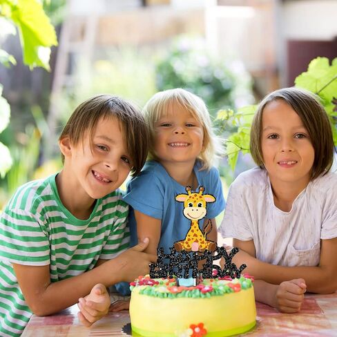 غلاف كعكة عيد ميلاد سعيد على شكل زرافة، مستلزمات كعكة عيد ميلاد/استحمام الطفل لحيوانات الغابة السفاري - زينة عيد ميلاد زرافة متعددة الألوان - لوازم حفلات أعياد الميلاد للأطفال والبنات اللطيفة in Saudi Arabia