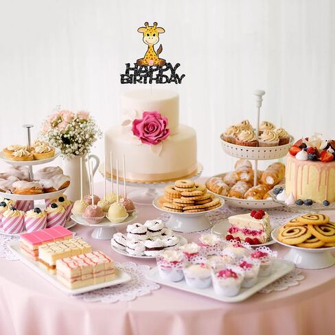 غلاف كعكة عيد ميلاد سعيد على شكل زرافة، مستلزمات كعكة عيد ميلاد/استحمام الطفل لحيوانات الغابة السفاري - زينة عيد ميلاد زرافة متعددة الألوان - لوازم حفلات أعياد الميلاد للأطفال والبنات اللطيفة in Saudi Arabia