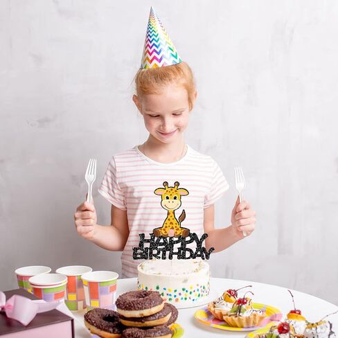 غلاف كعكة عيد ميلاد سعيد على شكل زرافة، مستلزمات كعكة عيد ميلاد/استحمام الطفل لحيوانات الغابة السفاري - زينة عيد ميلاد زرافة متعددة الألوان - لوازم حفلات أعياد الميلاد للأطفال والبنات اللطيفة in Saudi Arabia