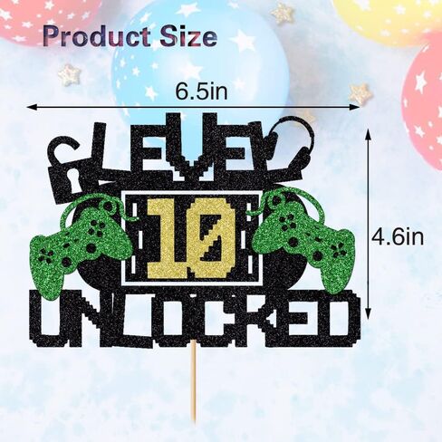 Level 10 Unlock Cake Toppers Video Game Cake Toppers Game Console Controllers Gaming Headsets Birthday Cake Toppers (10), Multicolor in Saudi Arabia