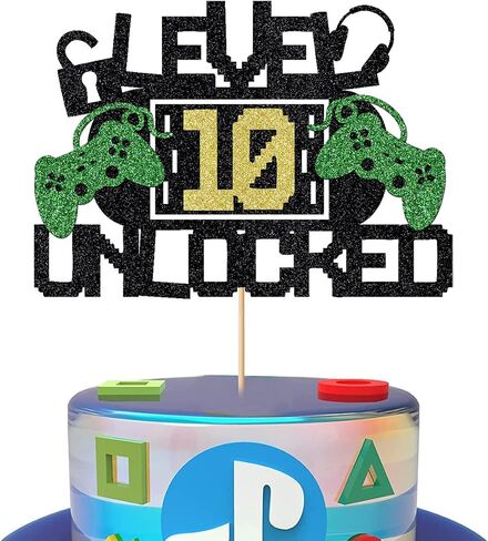 Level 10 Unlock Cake Toppers Video Game Cake Toppers Game Console Controllers Gaming Headsets Birthday Cake Toppers (10), Multicolor in Saudi Arabia