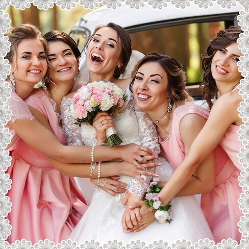FINGERINSPIRE 12Pcs 10Inch White Individual Pearl Beaded Wedding Cake Pulls 12Style Wedding Cake Charm Pull with Alloy Silver Charm Bracelet for Birthday Party Wedding Decoration Bridesmaid Luncheon in Saudi Arabia