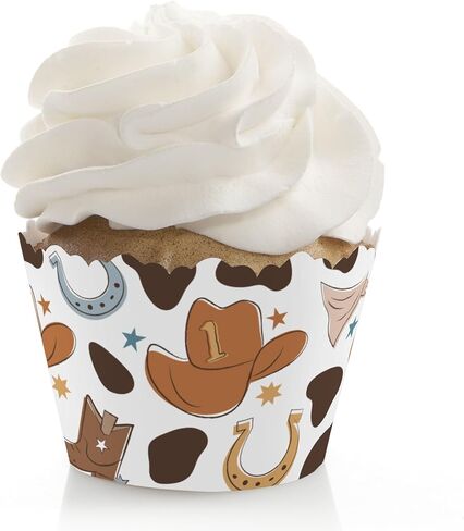 Big Dot of Happiness My First Rodeo - Little Cowboy 1st Birthday Party Decorations - Party Cupcake Wrappers - Set of 12 in Saudi Arabia