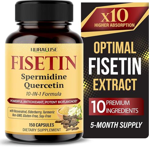 Fisetin 10-in-1 Formula - 16,030mg with Spermidine Quercetin Resveratrol, Elderberry, Turmeric Non-GMO, Gluten-Free, Soy-Free in Saudi Arabia