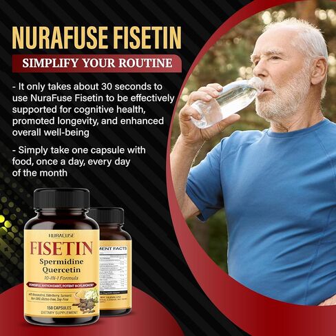 Fisetin 10-in-1 Formula - 16,030mg with Spermidine Quercetin Resveratrol, Elderberry, Turmeric Non-GMO, Gluten-Free, Soy-Free in Saudi Arabia