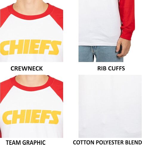 Ultra Game NFL Men's Super Soft Raglan Baseball Long Sleeve T-Shirt in Saudi Arabia