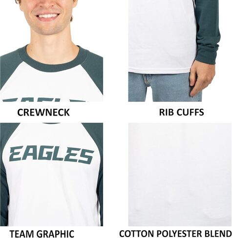 Ultra Game NFL Men's Super Soft Raglan Baseball Long Sleeve T-Shirt in Saudi Arabia