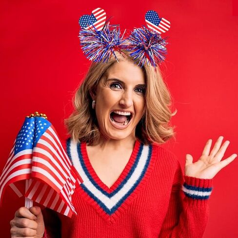 6 قطع من عصابة الرأس الوطنية من Boppers ملحقات حفلات الرابع من يوليو، علم النجمة، فيونكة القلب، قبعة العم سام، تصميم وامض، إكسسوارات الشعر لعيد المحاربين القدامى وعيد الاستقلال التذكاري in Kuwait