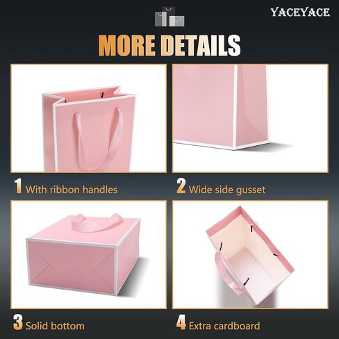 YACEYACE Black and White Gift Bags Bulk, 10Pcs 10.5"x4.25"x8" Medium Boutique Gift Bags with Handles, Wedding Bags, Party Bags, Birthday Bags, Retail in Saudi Arabia