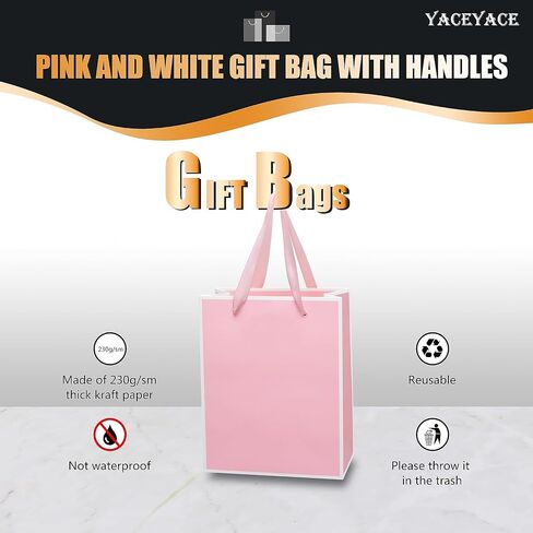 YACEYACE Black and White Gift Bags Bulk, 10Pcs 10.5"x4.25"x8" Medium Boutique Gift Bags with Handles, Wedding Bags, Party Bags, Birthday Bags, Retail in Saudi Arabia