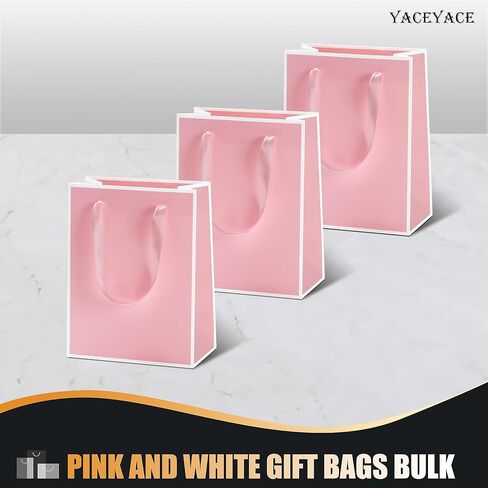 YACEYACE Black and White Gift Bags Bulk, 10Pcs 10.5"x4.25"x8" Medium Boutique Gift Bags with Handles, Wedding Bags, Party Bags, Birthday Bags, Retail in Saudi Arabia