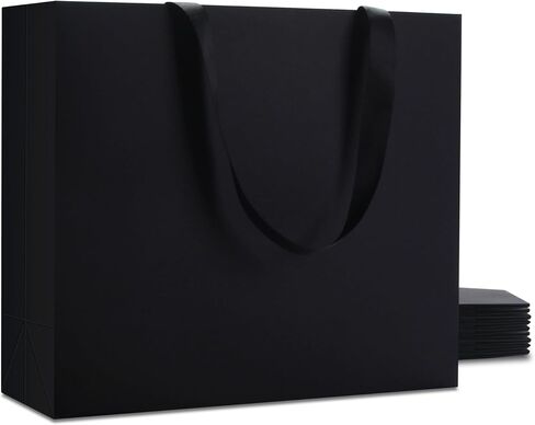YACEYACE Black and White Gift Bags Bulk, 10Pcs 10.5"x4.25"x8" Medium Boutique Gift Bags with Handles, Wedding Bags, Party Bags, Birthday Bags, Retail in Saudi Arabia