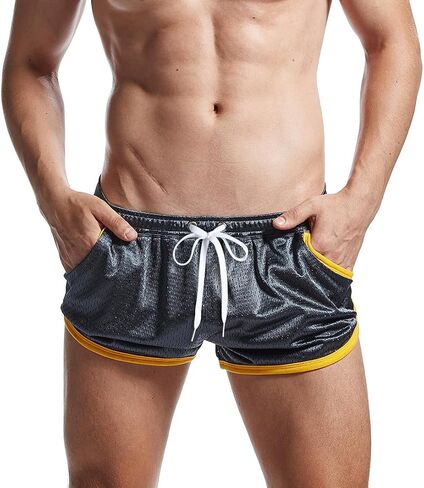 AIMPACT Mens Mesh Shorts Retro 3 Inch Sexy Side Split with Pockets Athletic Workout Running Booty Short Shorts in Saudi Arabia