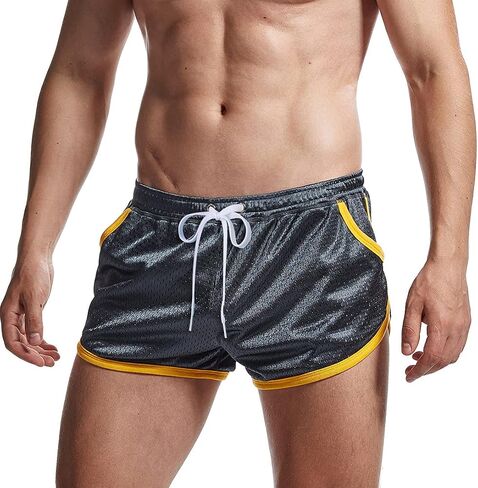 AIMPACT Mens Mesh Shorts Retro 3 Inch Sexy Side Split with Pockets Athletic Workout Running Booty Short Shorts in Saudi Arabia
