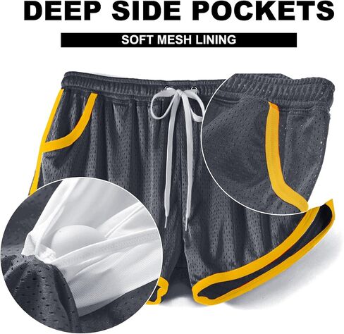 AIMPACT Mens Mesh Shorts Retro 3 Inch Sexy Side Split with Pockets Athletic Workout Running Booty Short Shorts in Saudi Arabia