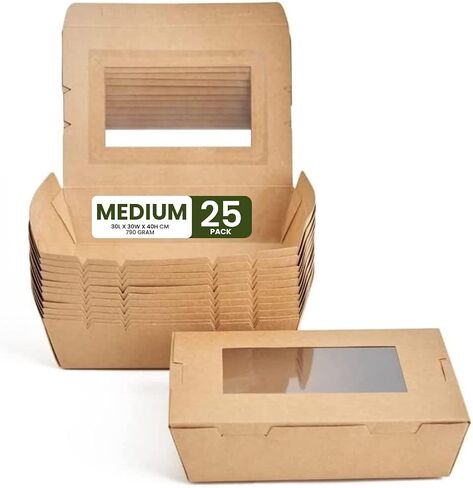 Small Ecofriendly Disposable Kraft Lunch Box Paper Food Container Box Biodegradable Food Storage For Meals Take away in Saudi Arabia
