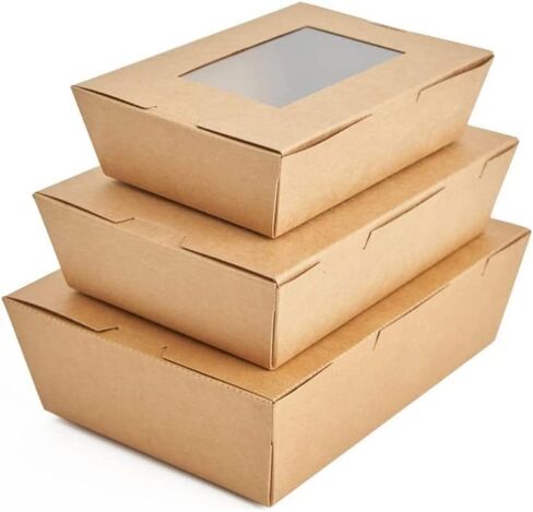 Small Ecofriendly Disposable Kraft Lunch Box Paper Food Container Box Biodegradable Food Storage For Meals Take away in Saudi Arabia