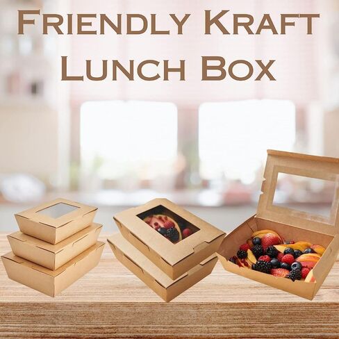 Small Ecofriendly Disposable Kraft Lunch Box Paper Food Container Box Biodegradable Food Storage For Meals Take away in Saudi Arabia
