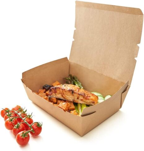 Small Ecofriendly Disposable Kraft Lunch Box Paper Food Container Box Biodegradable Food Storage For Meals Take away in Saudi Arabia