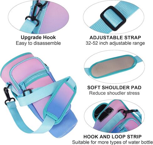 Tumbler Holder with Strap for Stanley Cup 40oz,Machine Washable Cup Carrier Bag & Case with Phone Pocket Fit Most 40oz Tumbler with Handle,Pink Blue Gradient in Saudi Arabia