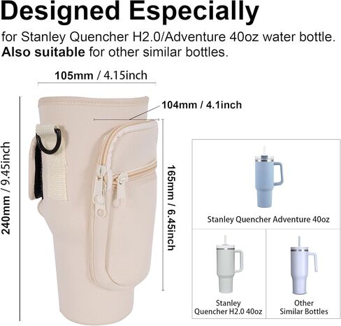 Tumbler Holder with Strap for Stanley Cup 40oz,Machine Washable Cup Carrier Bag & Case with Phone Pocket Fit Most 40oz Tumbler with Handle,Pink Blue Gradient in Saudi Arabia