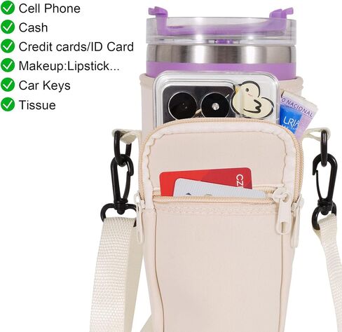 Tumbler Holder with Strap for Stanley Cup 40oz,Machine Washable Cup Carrier Bag & Case with Phone Pocket Fit Most 40oz Tumbler with Handle,Pink Blue Gradient in Saudi Arabia