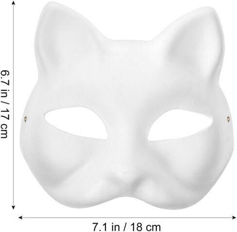 Mipcase Cat Mask, 6pcs White Paper Therian Mask Blank Animal Masks Unpainted Fox Mask Diy Masquerade Mask for Cosplay Dance Party in Saudi Arabia