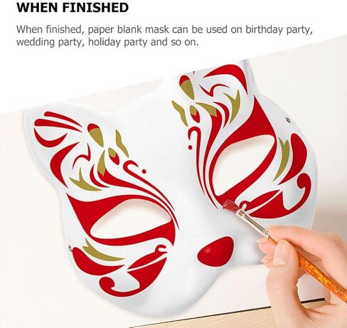 Mipcase Cat Mask, 6pcs White Paper Therian Mask Blank Animal Masks Unpainted Fox Mask Diy Masquerade Mask for Cosplay Dance Party in Saudi Arabia