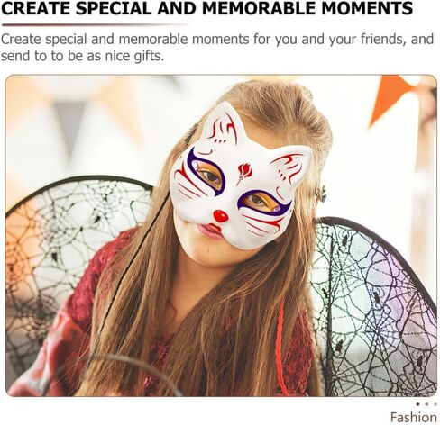 Mipcase Cat Mask, 6pcs White Paper Therian Mask Blank Animal Masks Unpainted Fox Mask Diy Masquerade Mask for Cosplay Dance Party in Saudi Arabia