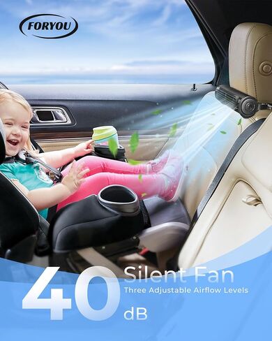 foryou Car Fans Seat Cooling Fans Blow Cold Air Backseat Car Fans Portable Car Fans for Back Seat for Kids for Cars(Light Vision) in Saudi Arabia