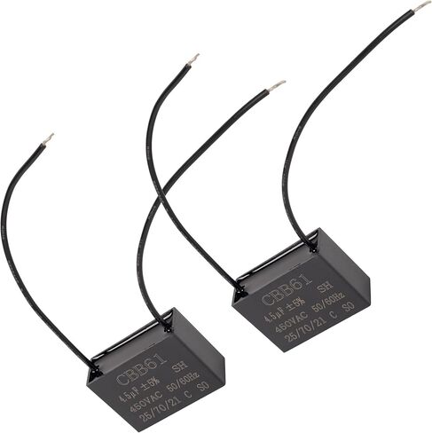 Canamax متين CBB61 2 سلك 4.5 فائق التوهج 450 فولت تيار متردد 50/60 هرتز مكثف مروحة السقف 47x29x18 مم - متوافق مع مولد محرك مضخة المياه لغسالة المروحة الكهربائية - حزمة من 2 in Kuwait