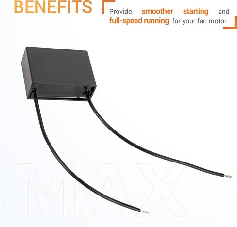 Canamax متين CBB61 2 سلك 4.5 فائق التوهج 450 فولت تيار متردد 50/60 هرتز مكثف مروحة السقف 47x29x18 مم - متوافق مع مولد محرك مضخة المياه لغسالة المروحة الكهربائية - حزمة من 2 in Kuwait