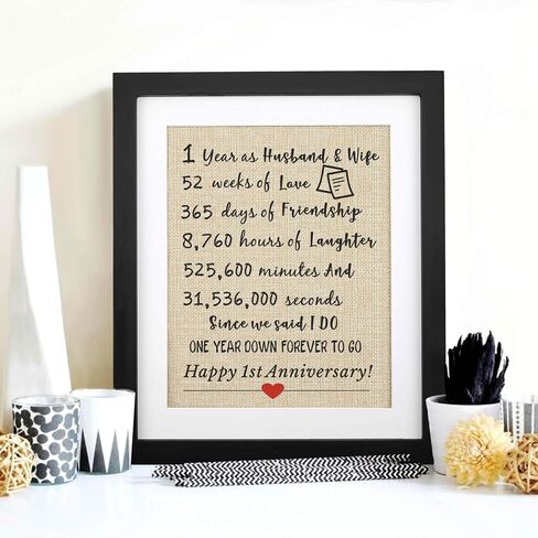 40th Anniversary Burlap Print 11" X 13", 40 Years of Wedding Marriage, 40th Wedding Anniversary Decoration, 40 Years Anniversary Present for Couples, Gifts for Mom Dad 40th Anniversary in Saudi Arabia