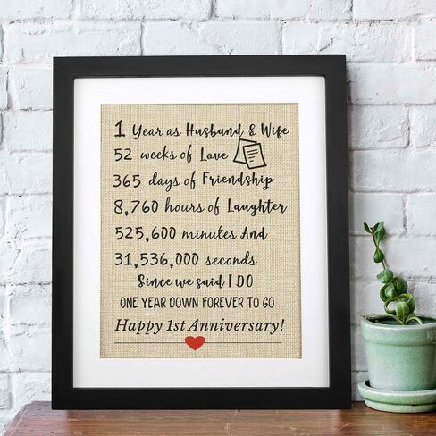 40th Anniversary Burlap Print 11" X 13", 40 Years of Wedding Marriage, 40th Wedding Anniversary Decoration, 40 Years Anniversary Present for Couples, Gifts for Mom Dad 40th Anniversary in Saudi Arabia