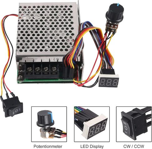 1PACK DC Motor Speed Controller 10V-55V 12V 24V 36V 40A Stepless DC Motor Speed Controller with Forward-Brake-Reverse Switch,Ajustable Potentiometer &Digital Display (1PACK) in Saudi Arabia