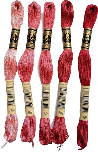 DMC 6-Strand Embroidery Cotton Bundle - Rose Color Family -5 Skeins of Thread - 8.7yd Skeins in Saudi Arabia