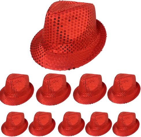10 PCS Western Sequin Fedora Hats for Women Men Glitter Sequin Hat Bulk Shining Hat Solid Color Costume in Saudi Arabia