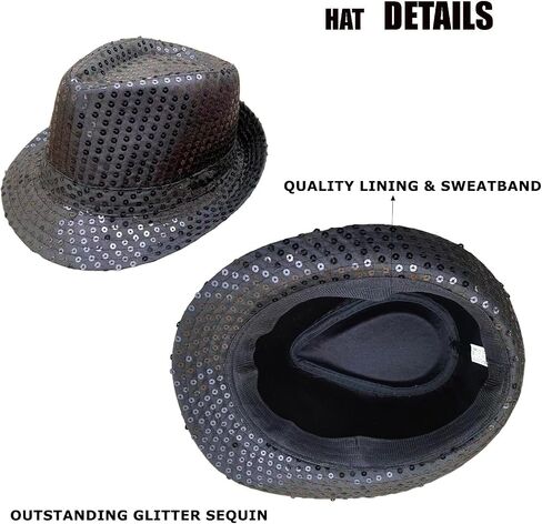 10 PCS Western Sequin Fedora Hats for Women Men Glitter Sequin Hat Bulk Shining Hat Solid Color Costume in Saudi Arabia