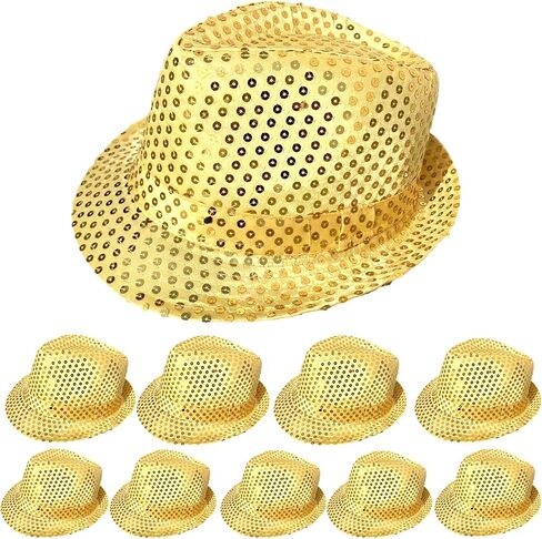 10 PCS Western Sequin Fedora Hats for Women Men Glitter Sequin Hat Bulk Shining Hat Solid Color Costume in Saudi Arabia