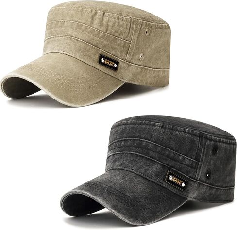 Glamorstar Unisex Cadet Army Caps Military Cap Vintage Flat Top Hats for Men Women in Saudi Arabia