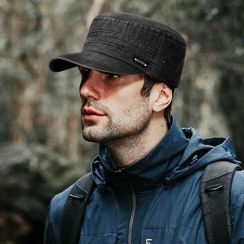 Glamorstar Unisex Cadet Army Caps Military Cap Vintage Flat Top Hats for Men Women in Saudi Arabia